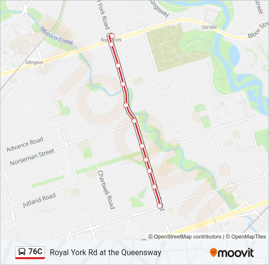 76C bus Line Map