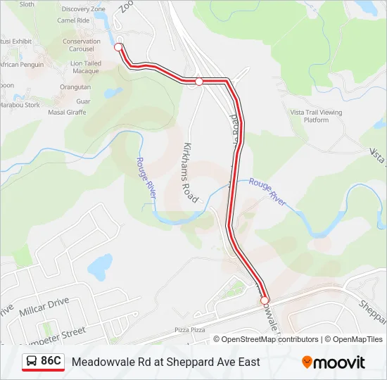 Plan de la ligne 86C de bus