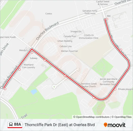 88A Bus Line Map