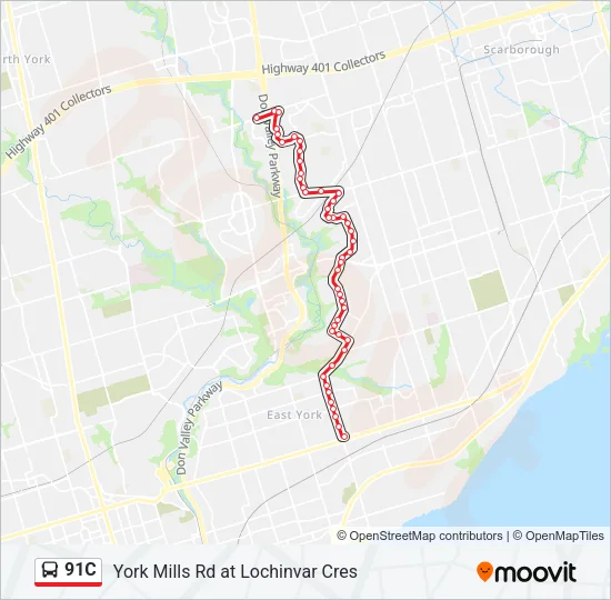 91C Bus Line Map