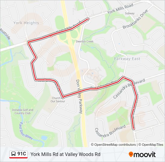 91C Bus Line Map