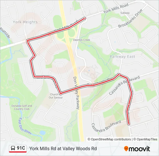 91C Bus Line Map