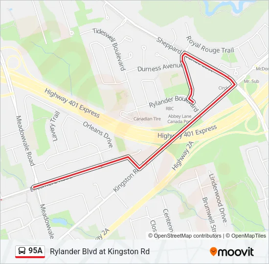 95A Bus Line Map