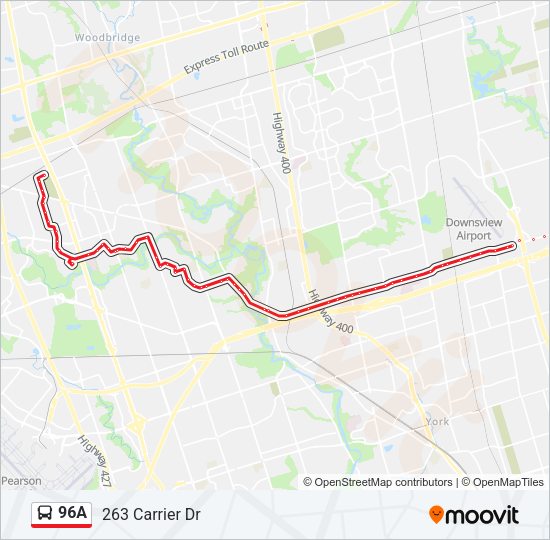 96A Bus Line Map