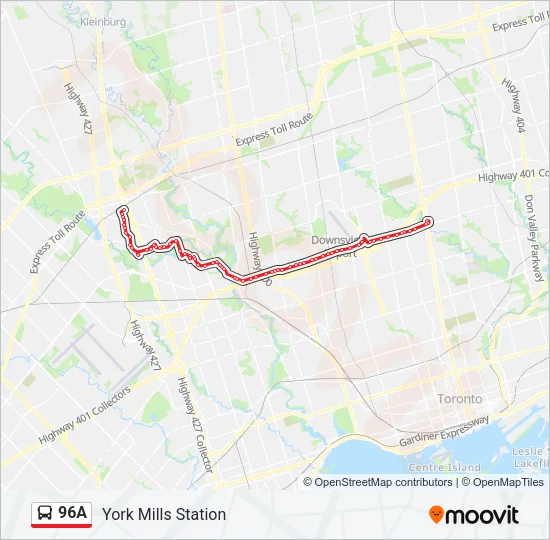 96A Bus Line Map