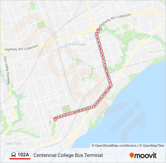 102A Bus Line Map