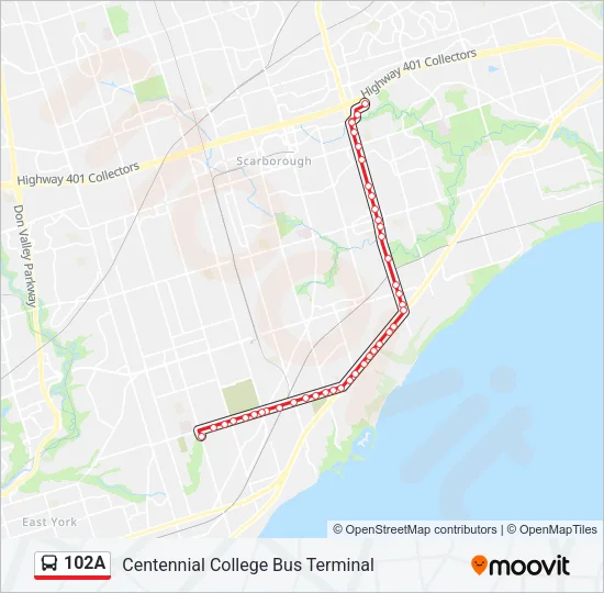 102A Bus Line Map