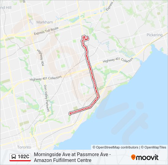 102C Bus Line Map