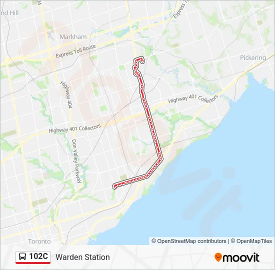 102C Bus Line Map