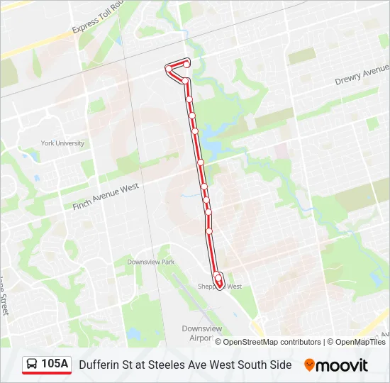 105A Bus Line Map