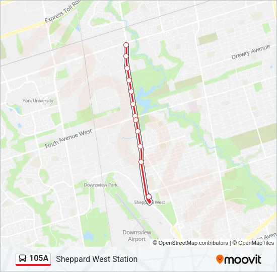 105A Bus Line Map