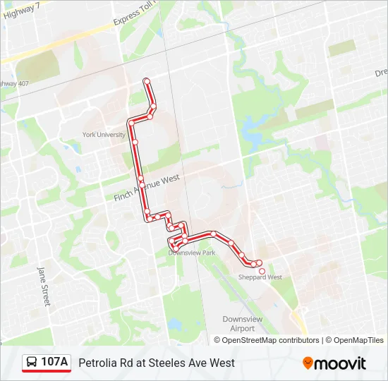 107A Bus Line Map