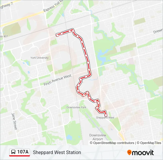 107A Bus Line Map