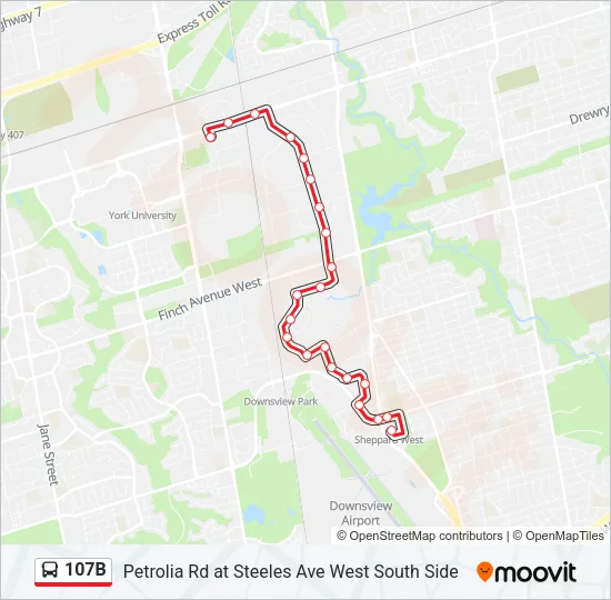 107B Bus Line Map