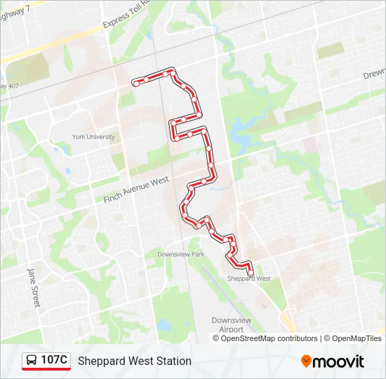 107C Bus Line Map