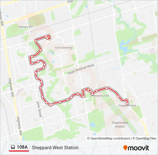 108A Bus Line Map