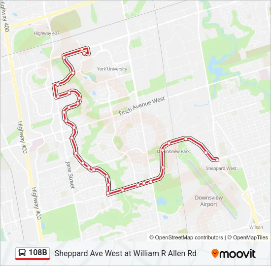 108B Bus Line Map