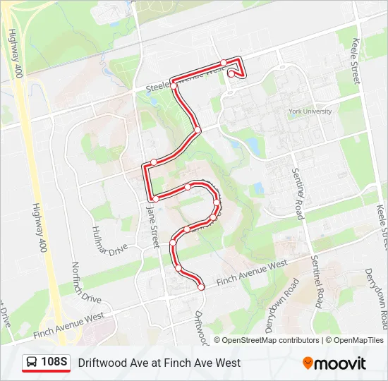 108S Bus Line Map