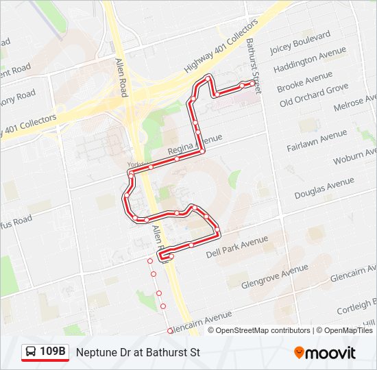 109B Bus Line Map