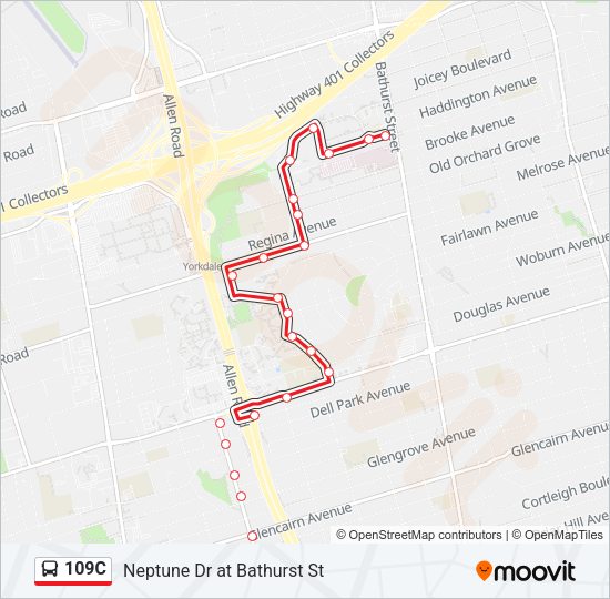 109C Bus Line Map