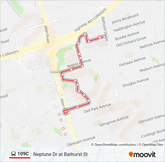 109C Bus Line Map