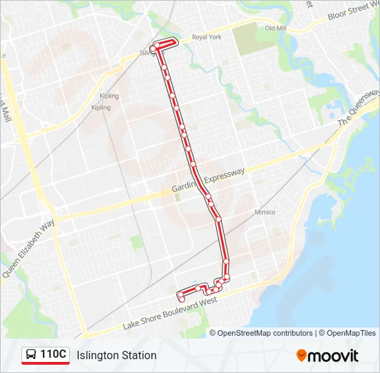 110C Bus Line Map