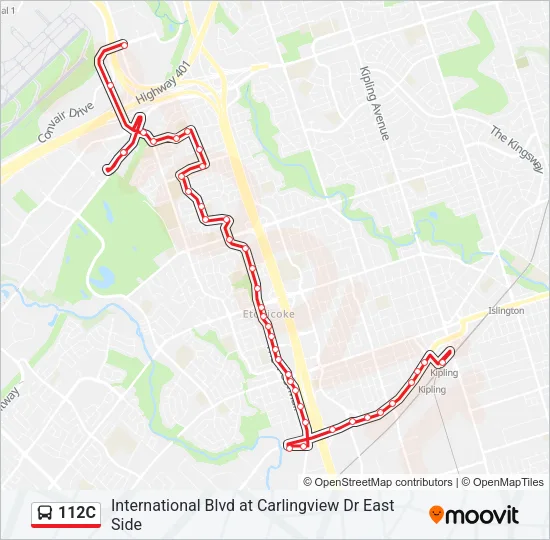 112C Bus Line Map