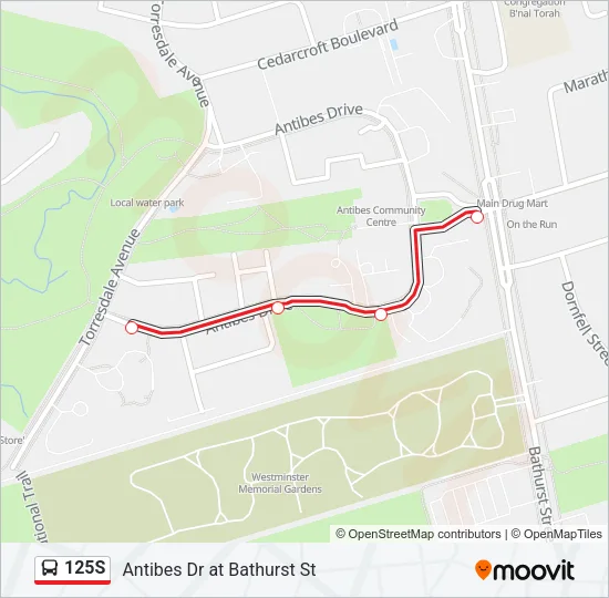 125S Bus Line Map