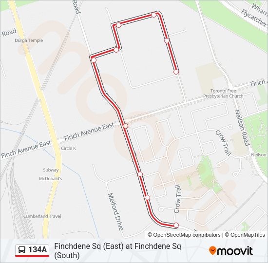 134A Bus Line Map