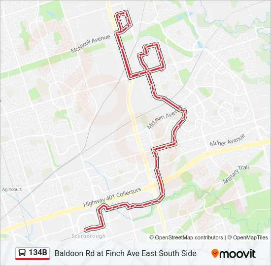 134B Bus Line Map
