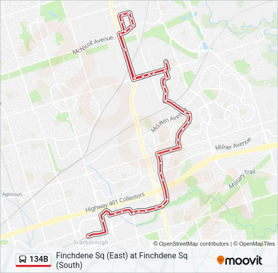 134B Bus Line Map