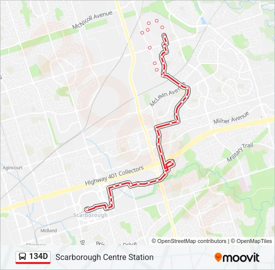 134D Bus Line Map