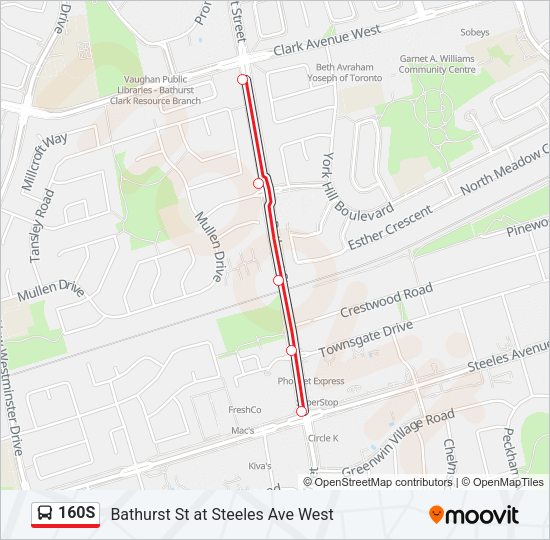 160S bus Line Map