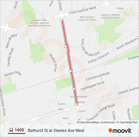 160S Bus Line Map