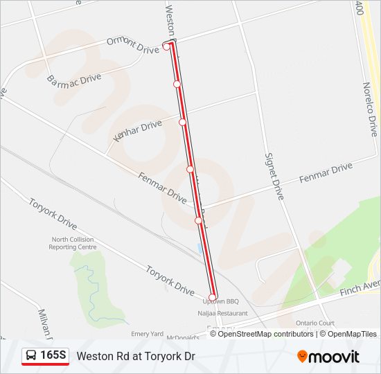 165S bus Line Map