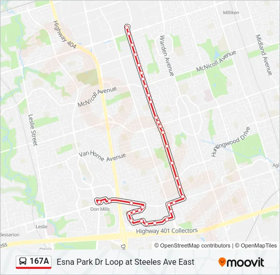 167A Bus Line Map