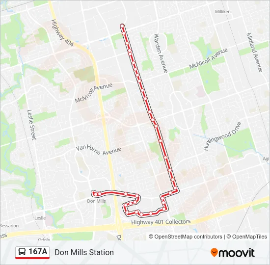 167A Bus Line Map
