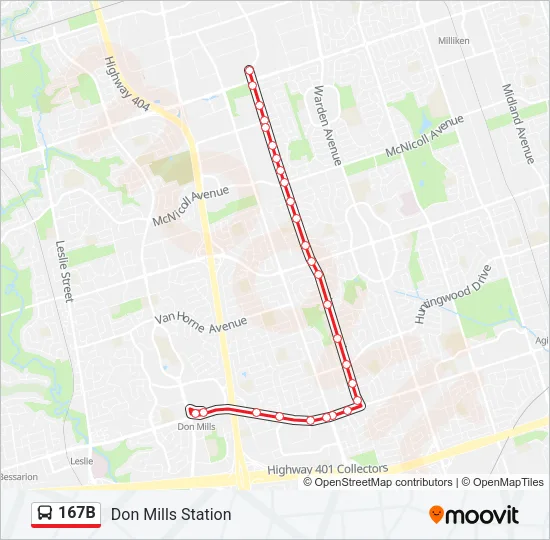 167B Bus Line Map