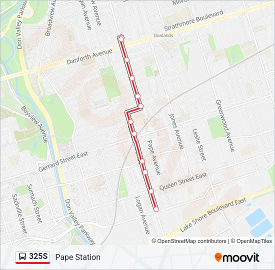 Plan de la ligne 325S de bus