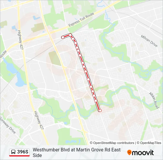 396S Bus Line Map