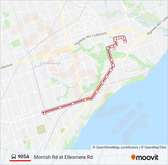 905A Bus Line Map