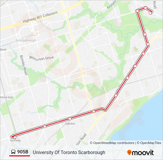 905B Bus Line Map