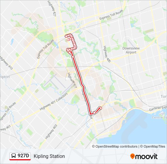 927D Bus Line Map