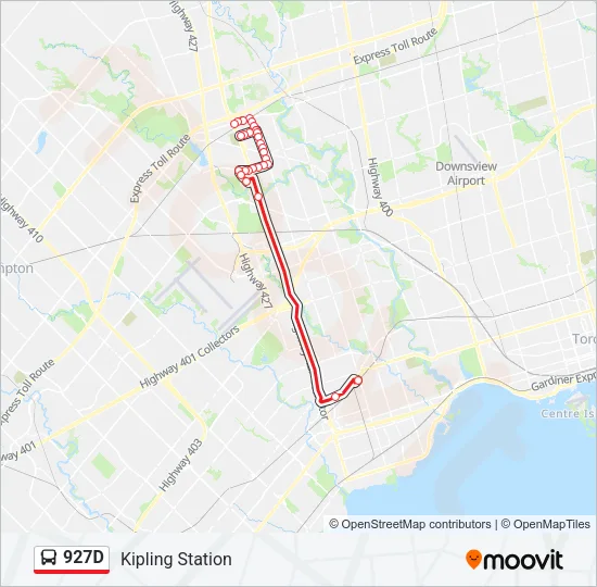 927D Bus Line Map