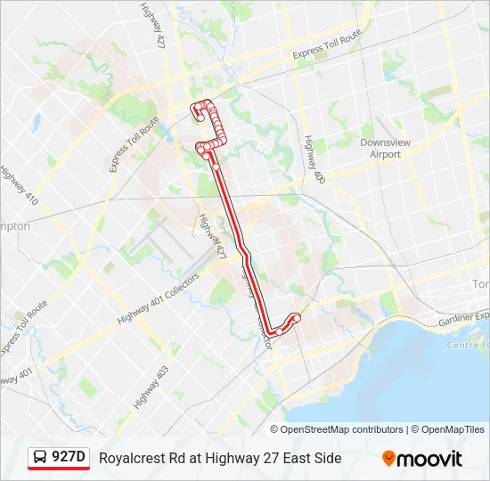927D Bus Line Map