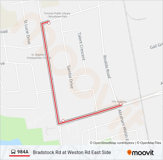 984A Bus Line Map