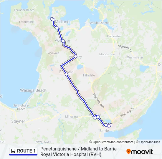 ROUTE 1 Bus Line Map