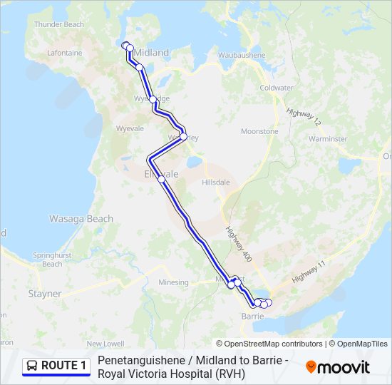 ROUTE 1 Bus Line Map