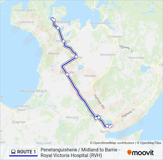 ROUTE 1 Bus Line Map