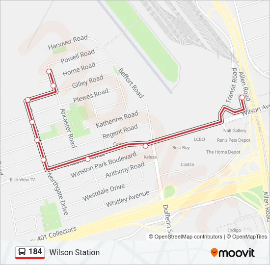 184 Bus Line Map